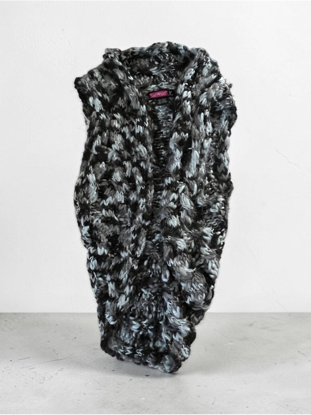 Say What? Black & Gray Chunky Knit Vest
